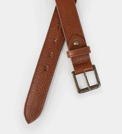 Discount CINTURÓN TEXTURA PIEL AUTÉNTICA MIEL Hombre Cinturones | Cinturones