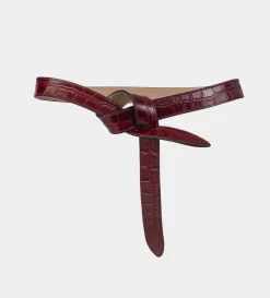 Best CINTURÓN TEXTURA PIEL VINO Mujer Piel Auténtica | Bolsos Y Accesorios