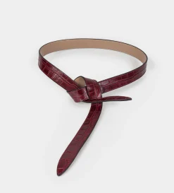 Best CINTURÓN TEXTURA PIEL VINO Mujer Piel Auténtica | Bolsos Y Accesorios