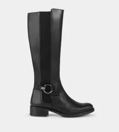 Outlet HIGH-BOOTS HEBILLA ECUESTRE PIEL NEGRO Mujer Botas Y Botines | Piel Auténtica