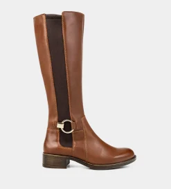 Sale HIGH-BOOTS HEBILLA ECUESTRE PIEL CAFÉ Mujer Botas Y Botines | Piel Auténtica
