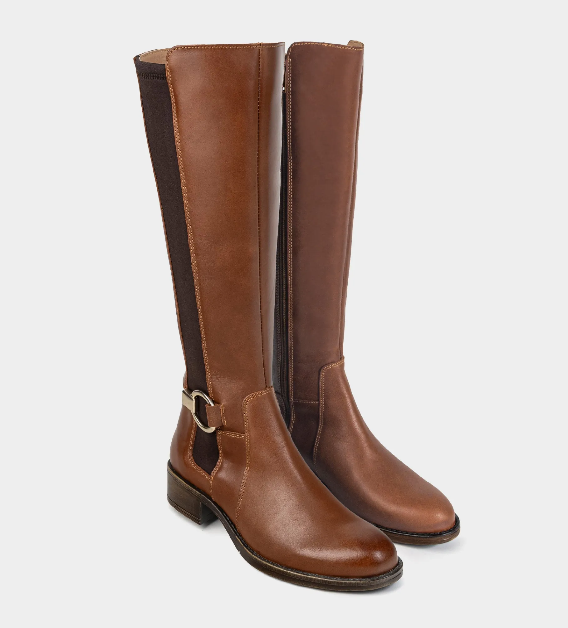Sale HIGH-BOOTS HEBILLA ECUESTRE PIEL CAFÉ Mujer Botas Y Botines | Piel Auténtica
