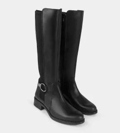 Outlet HIGH-BOOTS HEBILLA ECUESTRE PIEL NEGRO Mujer Botas Y Botines | Piel Auténtica