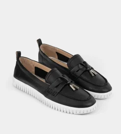 Outlet MOCASÍN CASUAL PIEL NEGRO Mujer Flats Y Mocasines