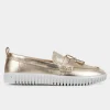 Sale MOCASÍN CASUAL PIEL ORO Mujer Flats Y Mocasines