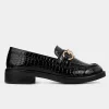 Best MOCASÍN HERRAJE CHAROL GRABADO NEGRO Mujer Flats Y Mocasines