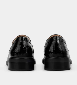 Best MOCASÍN HERRAJE CHAROL GRABADO NEGRO Mujer Flats Y Mocasines