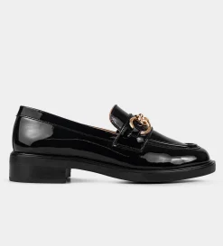 Best MOCASÍN HERRAJE CHAROL NEGRO Mujer Flats Y Mocasines