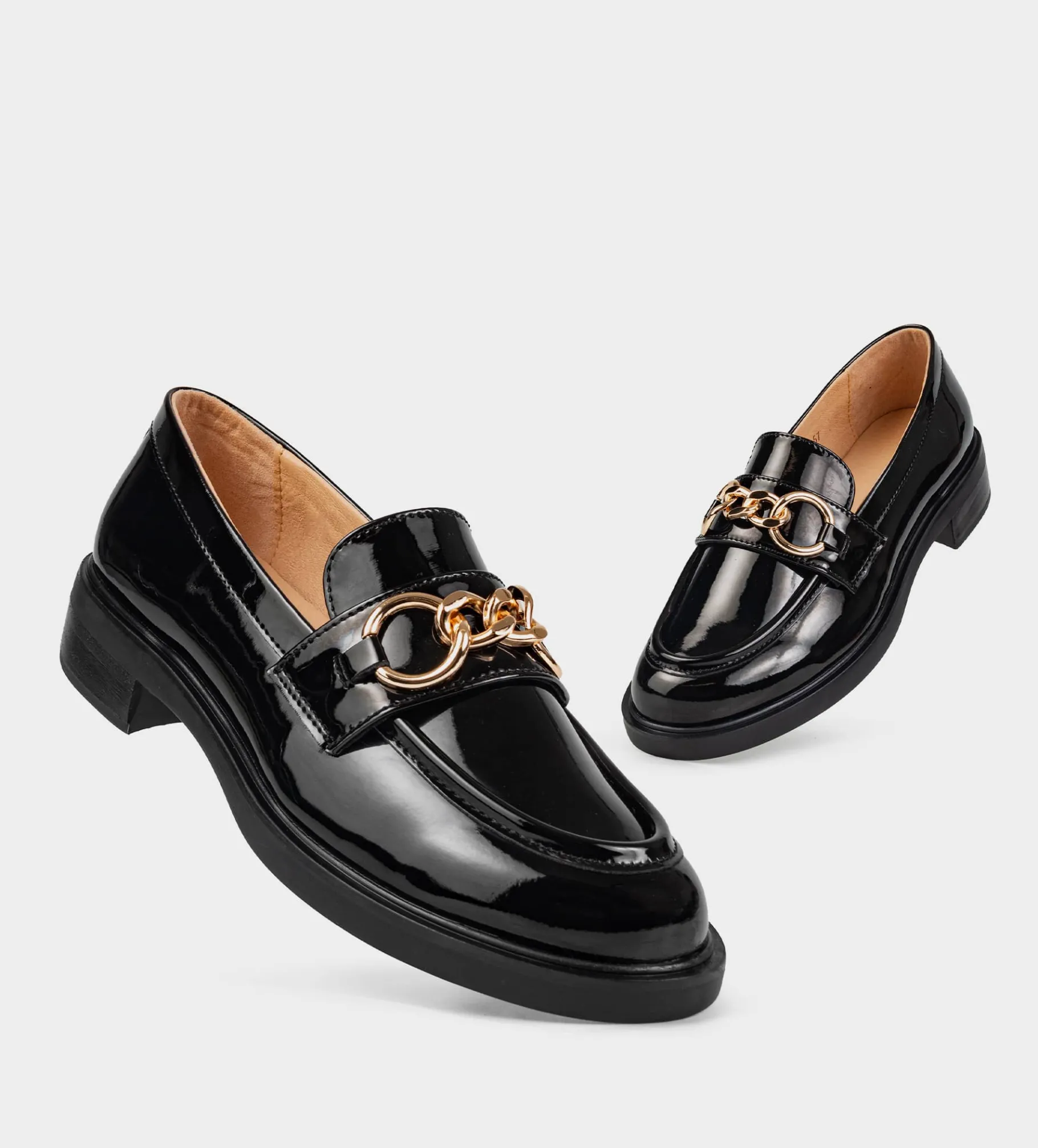 Best MOCASÍN HERRAJE CHAROL NEGRO Mujer Flats Y Mocasines