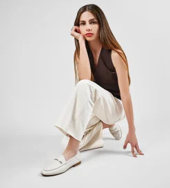 Best MOCASÍN HERRAJE PIEL BLANCO Mujer Piel Auténtica | Flats Y Mocasines