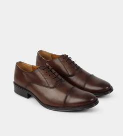 Discount OXFORD PUNTERA PIEL CAFÉ TABACO Hombre Vestir