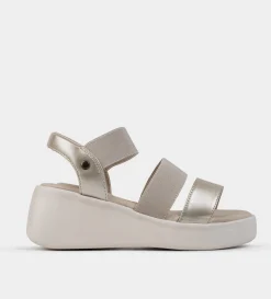 New SANDALÍA CONFORT ELÁSTICOS ORO Mujer Sandalias Y Plataformas