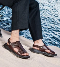 Discount SANDALIA CONFORT AJUSTABLE PIEL CAFÉ Hombre Sandalias