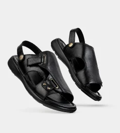 New SANDALIA CONFORT AJUSTABLE PIEL NEGRO Hombre Sandalias
