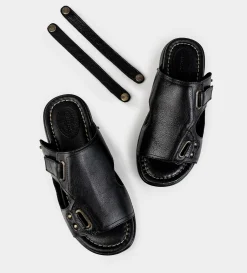 New SANDALIA CONFORT AJUSTABLE PIEL NEGRO Hombre Sandalias