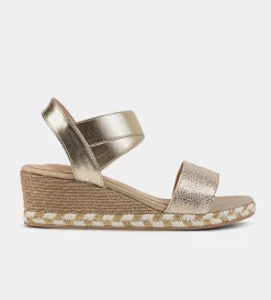 Fashion SANDALIA CONFORT CUÑA YUTE ORO Mujer Sandalias Y Plataformas