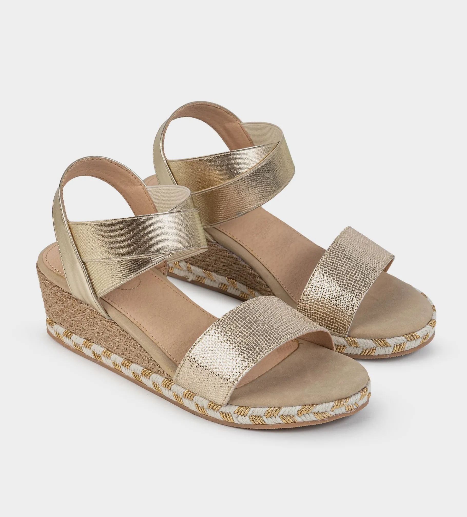 Fashion SANDALIA CONFORT CUÑA YUTE ORO Mujer Sandalias Y Plataformas