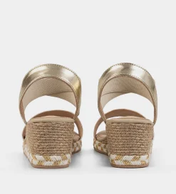 Fashion SANDALIA CONFORT CUÑA YUTE ORO Mujer Sandalias Y Plataformas