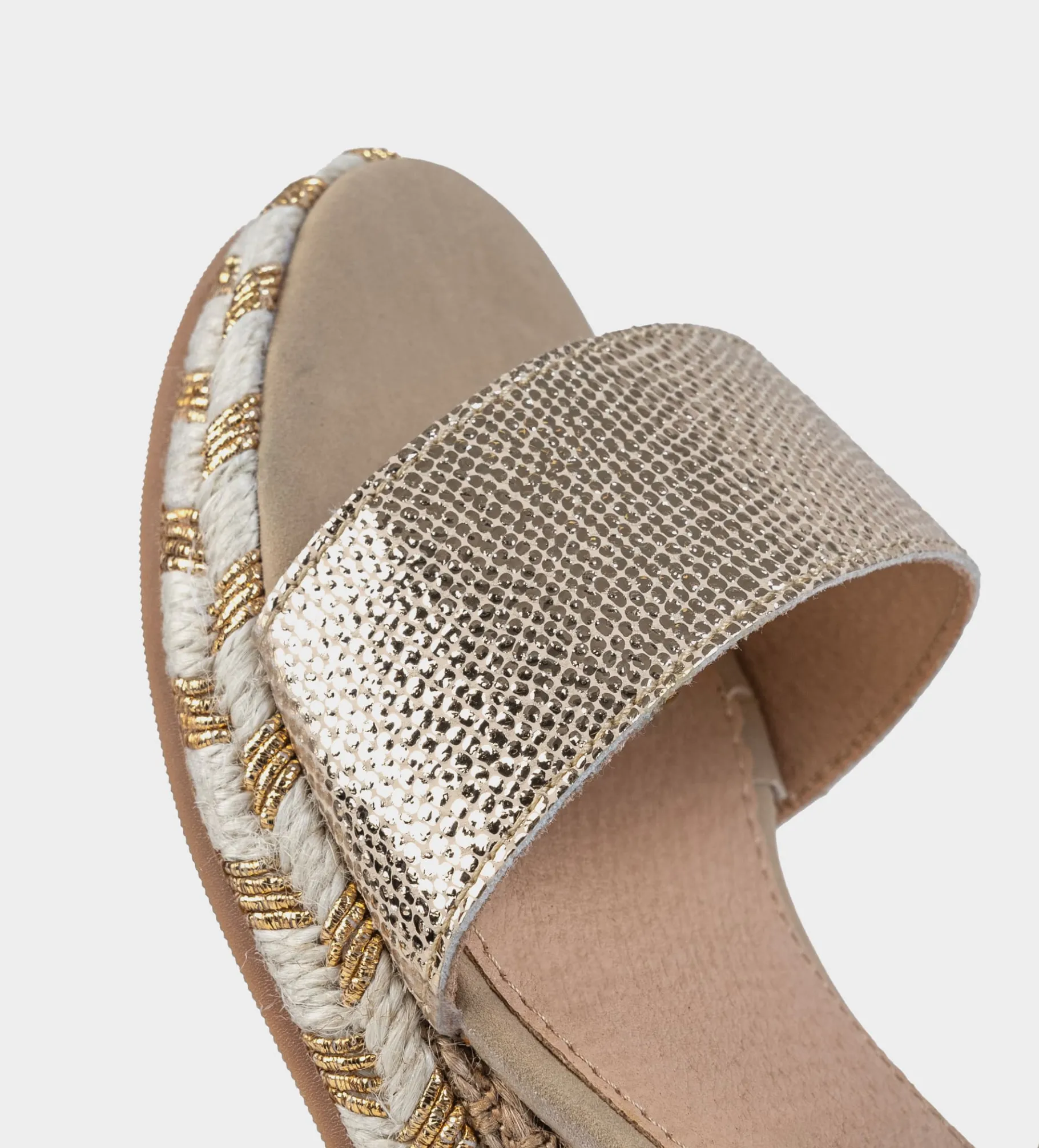 Fashion SANDALIA CONFORT CUÑA YUTE ORO Mujer Sandalias Y Plataformas