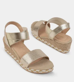 Fashion SANDALIA CONFORT CUÑA YUTE ORO Mujer Sandalias Y Plataformas