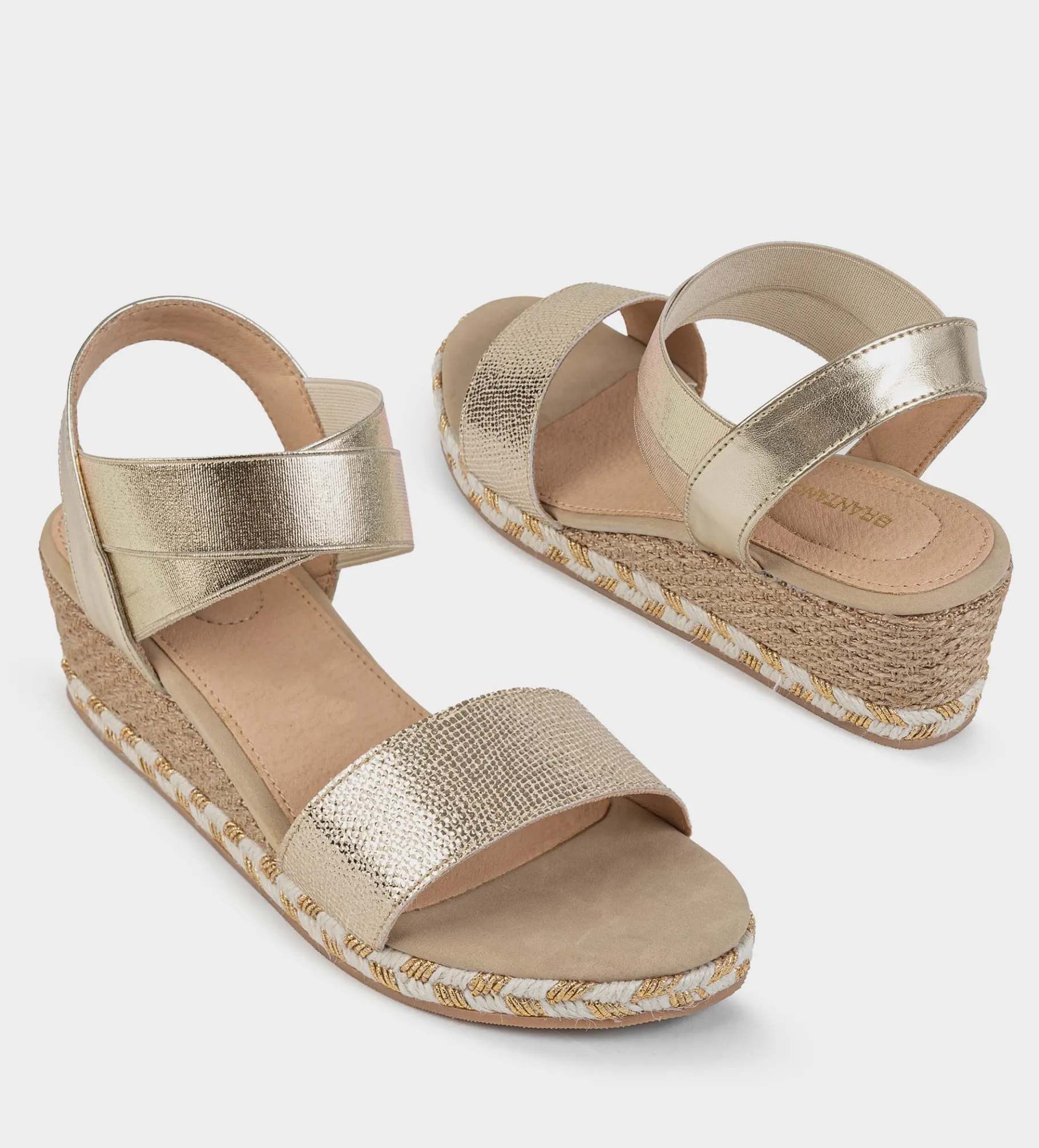 Fashion SANDALIA CONFORT CUÑA YUTE ORO Mujer Sandalias Y Plataformas