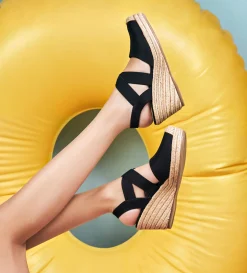 Clearance SANDALIA CUÑA ALPARGATA NEGRO Mujer Sandalias Y Plataformas