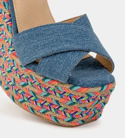 Sale SANDALIA CUÑA DENIM MULTICOLOR Mujer Sandalias Y Plataformas