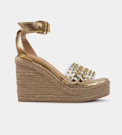 Online SANDALIA CUÑA MICA ESTOPEROLES ORO Mujer Sandalias Y Plataformas