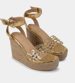 Online SANDALIA CUÑA MICA ESTOPEROLES ORO Mujer Sandalias Y Plataformas