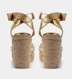 Online SANDALIA CUÑA MICA ESTOPEROLES ORO Mujer Sandalias Y Plataformas