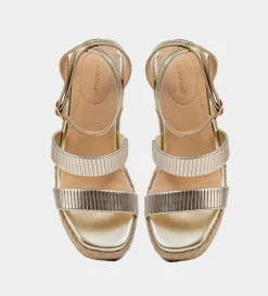 Discount SANDALIA CUÑA TIRAS ORO Mujer Sandalias Y Plataformas