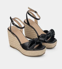 Sale SANDALIA CUÑA YUTE MOÑO NEGRO Mujer Sandalias Y Plataformas