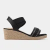 New SANDALIA CUÑA YUTE NEGRO Mujer Sandalias Y Plataformas