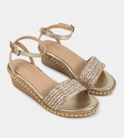 Clearance SANDALIA CUÑA YUTE ORO Mujer Sandalias Y Plataformas