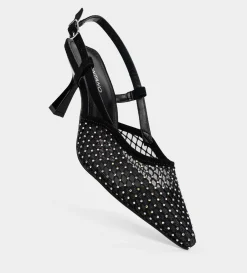 New SANDALIA DESTALONADA MALLA BRILLOS NEGRO Mujer Fiesta | Tacones Y Zapatillas