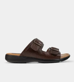 New SANDALIA DOBLE CORREA PIEL CAFÉ Hombre Sandalias