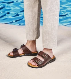New SANDALIA DOBLE CORREA PIEL CAFÉ Hombre Sandalias