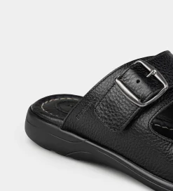 Fashion SANDALIA DOBLE CORREA PIEL NEGRO Hombre Sandalias