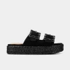 Fashion SANDALIA DOBLE HEBILLA GAMUZA NEGRO Mujer Sandalias Y Plataformas