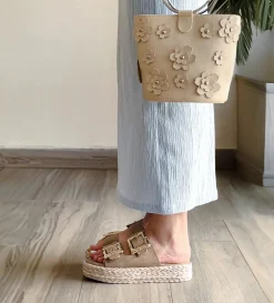 Clearance SANDALIA DOBLE HEBILLA GAMUZA CAMEL Mujer Sandalias Y Plataformas