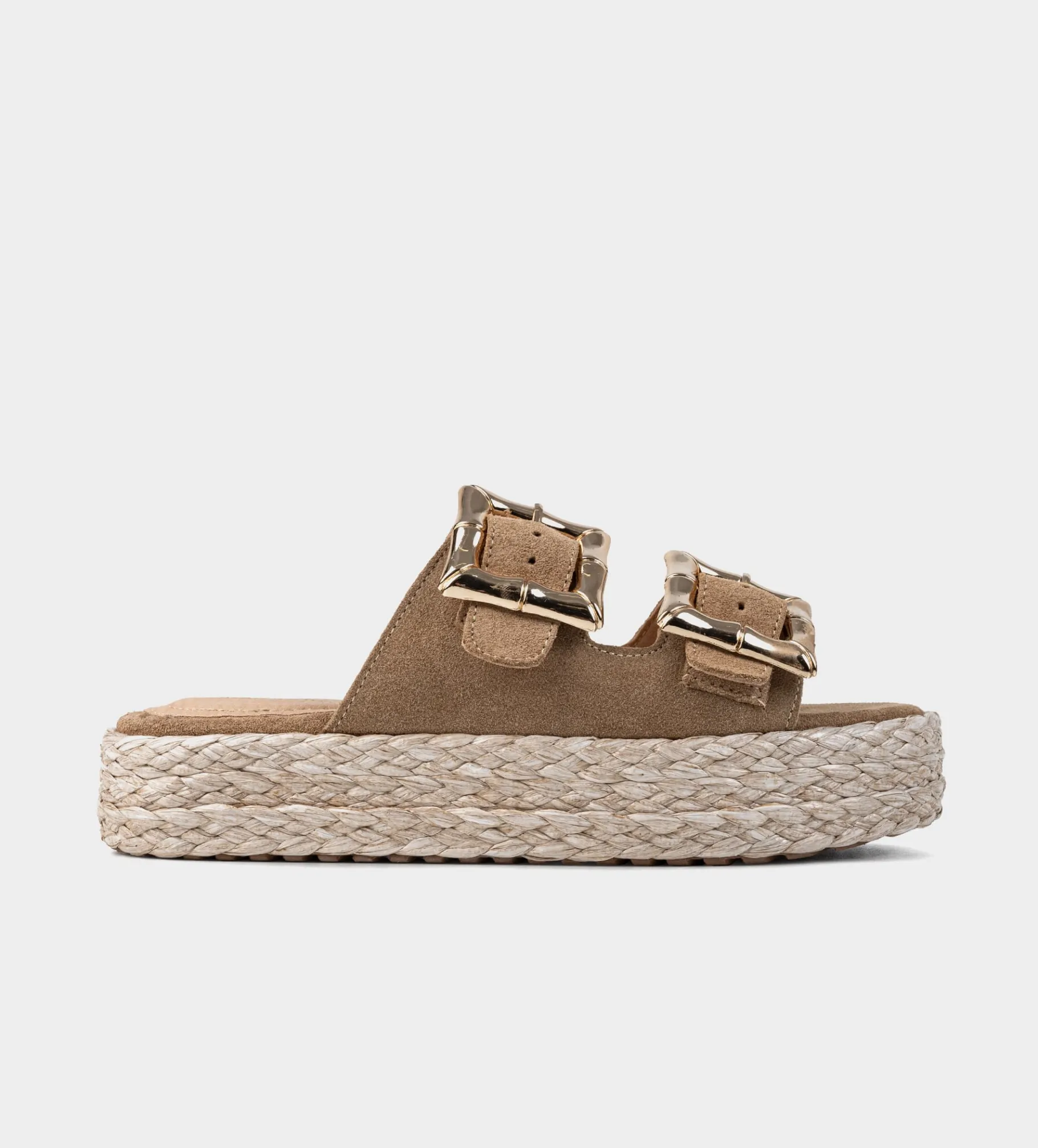 Clearance SANDALIA DOBLE HEBILLA GAMUZA CAMEL Mujer Sandalias Y Plataformas