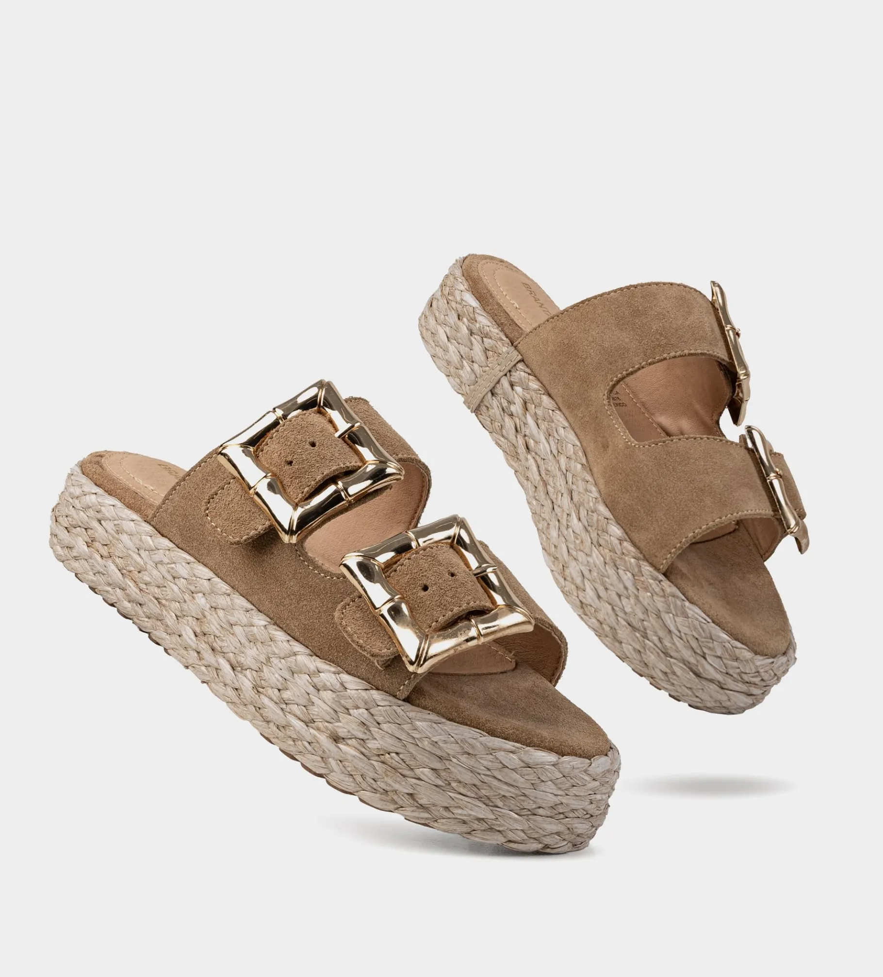 Clearance SANDALIA DOBLE HEBILLA GAMUZA CAMEL Mujer Sandalias Y Plataformas