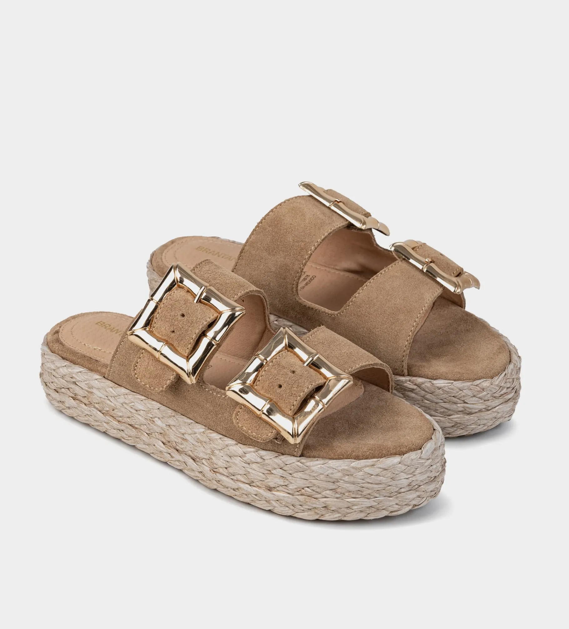 Clearance SANDALIA DOBLE HEBILLA GAMUZA CAMEL Mujer Sandalias Y Plataformas