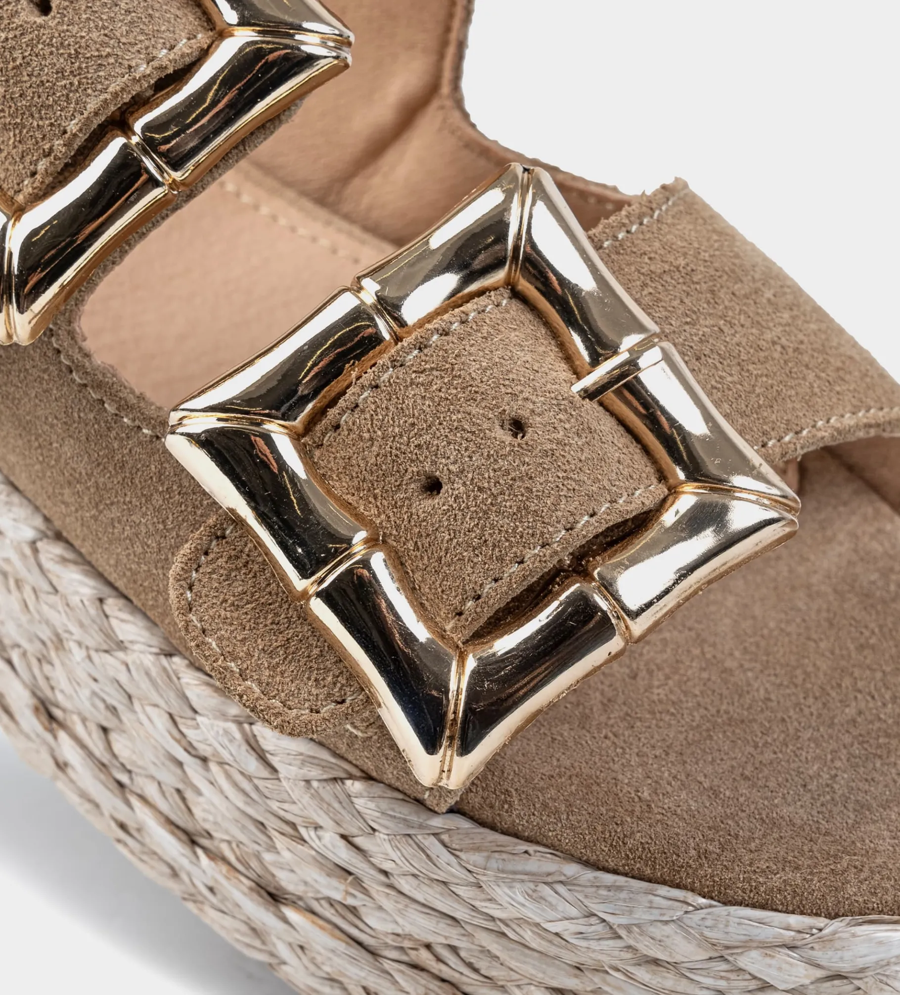 Clearance SANDALIA DOBLE HEBILLA GAMUZA CAMEL Mujer Sandalias Y Plataformas