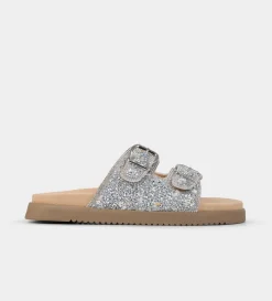 Online SANDALIA DOBLE HEBILLAS BRILLOS PLATA Mujer Sandalias Y Plataformas