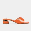 Online SANDALIA MULE TACÓN BAJO CHAROL NARANJA Mujer Sandalias Y Plataformas