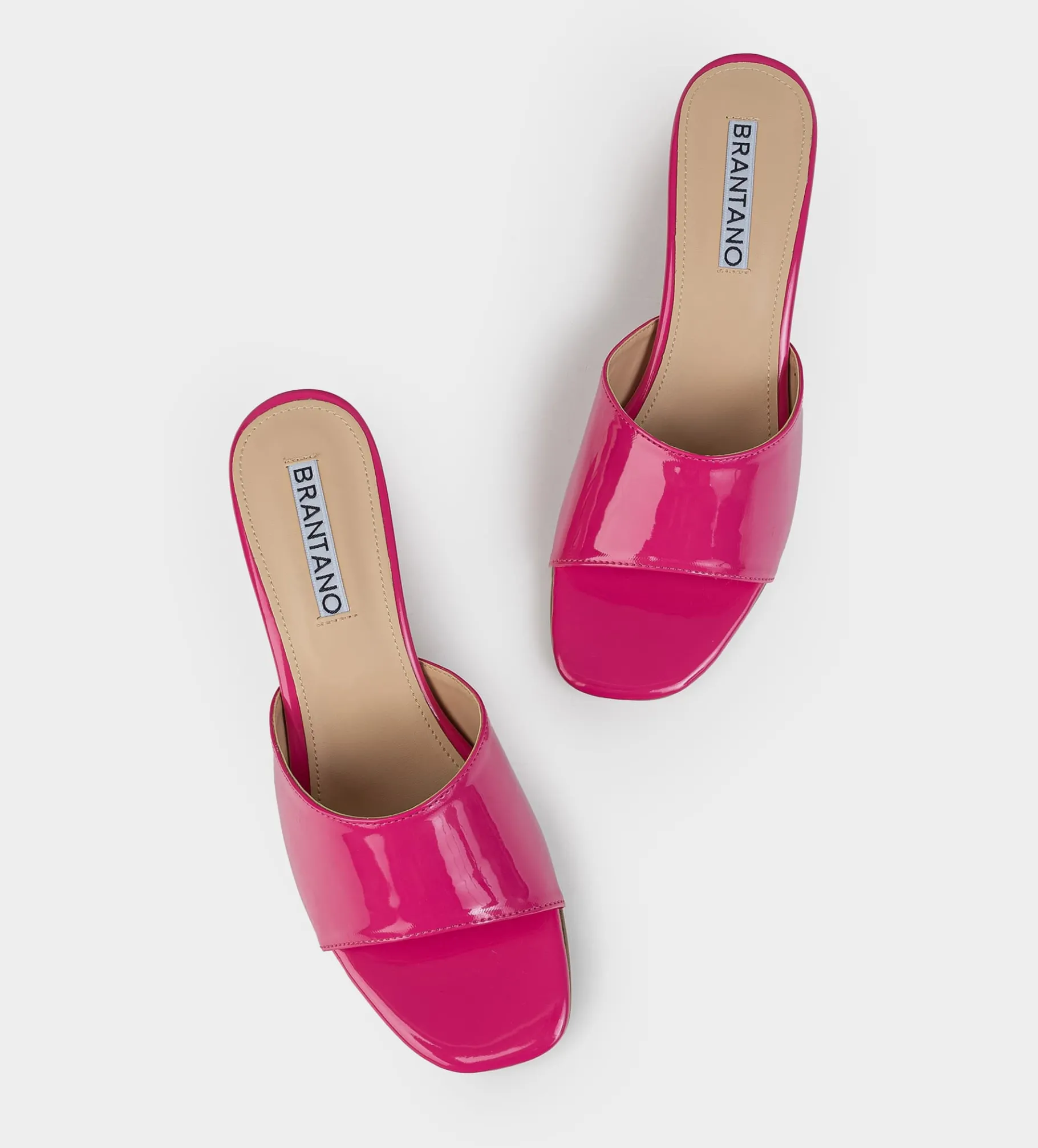 Fashion SANDALIA MULE TACÓN BAJO CHAROL ROSA Mujer Sandalias Y Plataformas