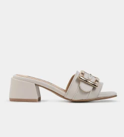 New SANDALIA MULE TACÓN PIEL BLANCO Mujer Fiesta | Sandalias Y Plataformas