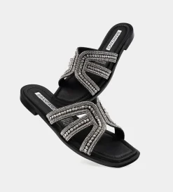 Best SANDALIA PLANA BRILLOS NEGRO Mujer Sandalias Y Plataformas