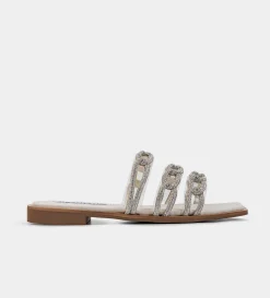 New SANDALIA PLANA MICA BRILLOS PLATA Mujer Sandalias Y Plataformas